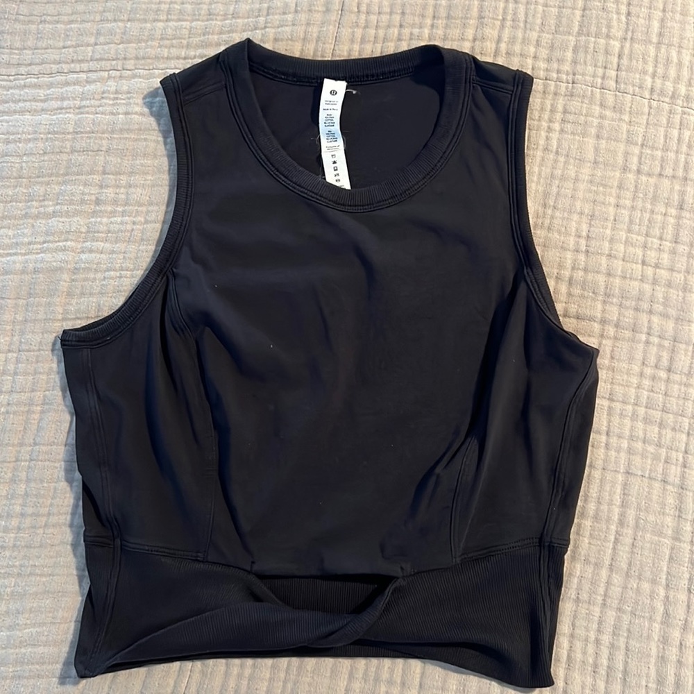 Cropped Cotton Ribbed-Band Tank Top